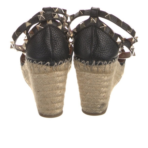 Valentino Black Espadrille Wedge Sandals - Picture 4 of 5